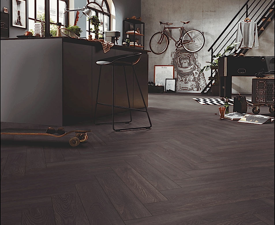 Kronotex - Balıksırtı Laminat Parke - D6010 Black Oak